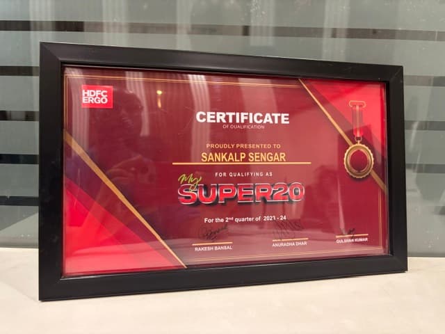 HDFC Ergo Super 20 certificate of qualification